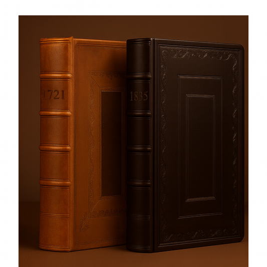 Leonardo da Vinci Treatise on Painting facsimile edition two leather bound volumes with embossed design