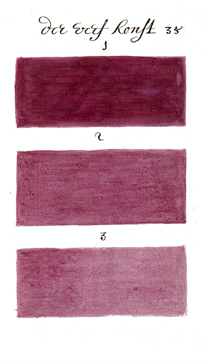 Hand-painted color swatches from the historical color sample book 300 Years Before Color