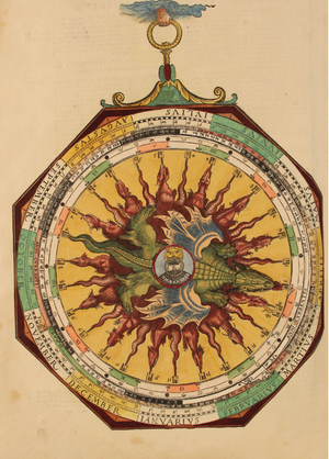 Zodiac astronomical chart from the Astronomicum Caesareum XXL facsimile Renaissance astronomy book