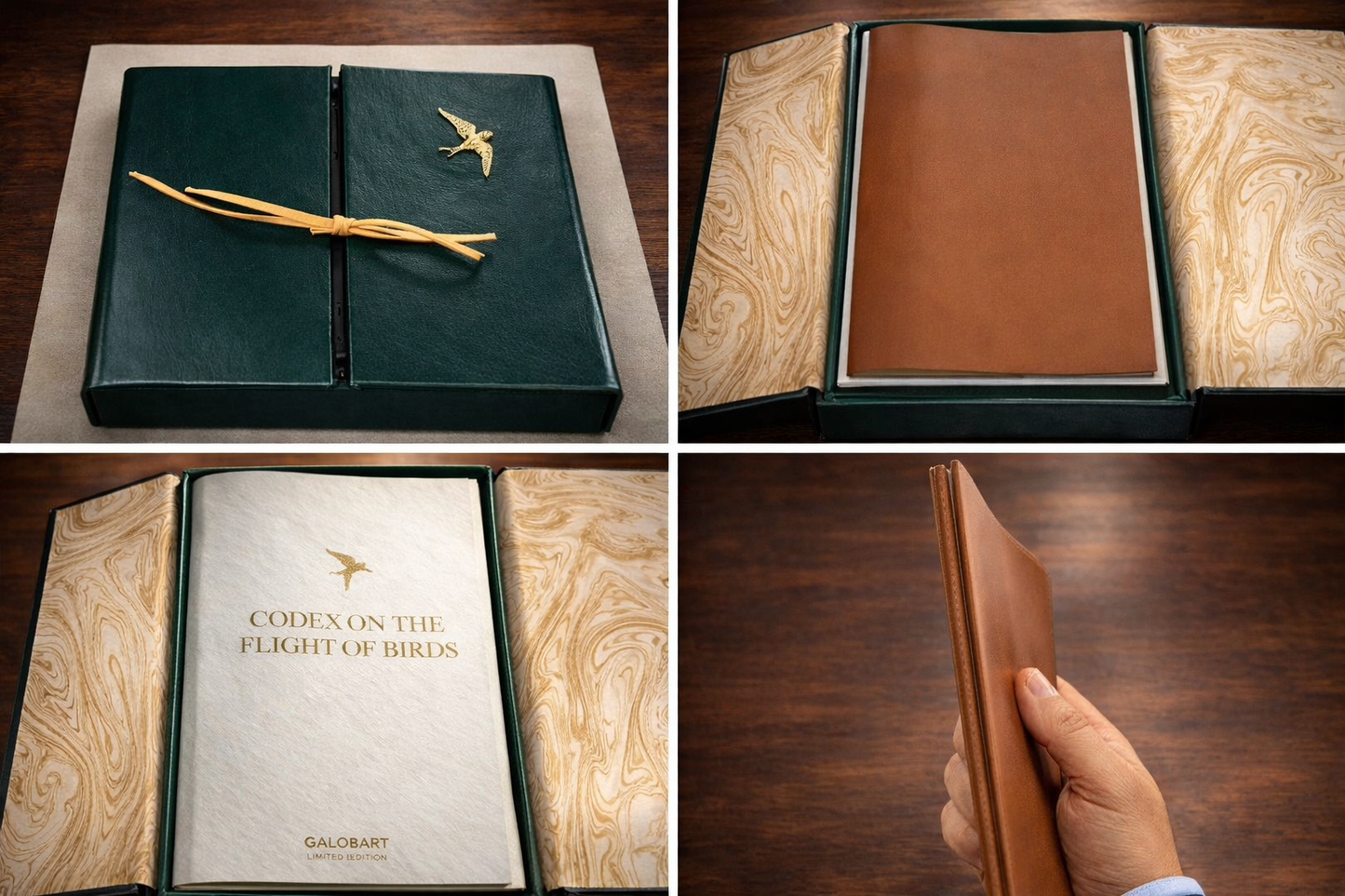 Leonardo da Vinci Codex on the Flight of Birds facsimile edition set showing luxury presentation case and manuscript book